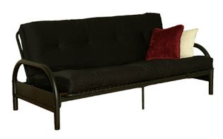 Black Metal Frame Futon Sofa Bed With Mattress