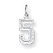 Sterling Silver Small Diamond-cut #5 Charm