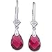 14K White Gold Tear Drop Genuine Brazilian Garnet