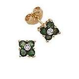 3/4 Carat Emerald & Diamond Earrings in 14K Yellow Gold