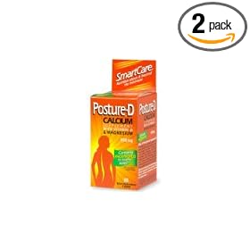 Posture-D Calcium Supplement Caplets with Vitamin D, 600 mg, 60-Count Bottles (Pack of 2)