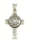 Antiqued Sterling Silver US Army Irish Celtic Knot Cross Pendant
