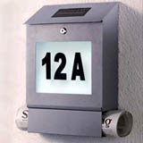Unique Arts Solar Mailbox/House number-Gray powder coat