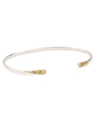 Shaesby "Flamenco" 14k Yellow Gold and Sterling Silver Yellow Diamond Slender Bling Cuff Bracelet