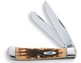 CASE TRAPPER CHROME VANADIUM BLADESHandle: Amber Bone w/Case Shield