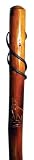 55  Bianbai Wood Walking Stick with a Hand Carved Howling Wolf Design and Reinforced Rubber Tip