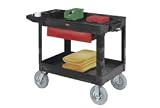 Rubbermaid Plastic Service & Utility Cart 2 Shelves 45x26 8 Inch Casters