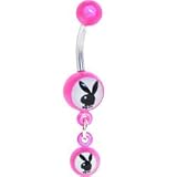 Playboy Bunny LOGO Hot Pink MIRACLE Ball DANGLE Belly Ring