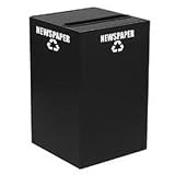 Steel Recycling Container With Paper Slot Opening - 24 Gal. Cap. Coffee Black