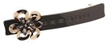 L. Erickson Flower Laces Small Barrette - Black/Ivory Tokyo/Black/Black Leather