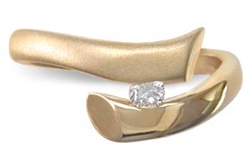 14KT Yellow Gold 0.12 Total Weight Round Diamond Promise Ring under Bypass in The Jewelry Store