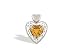 14K White Gold Genuine Heart Citrine and Diamond Pendant