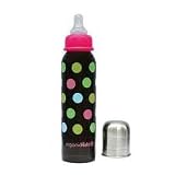 OrganicKidz Stainless Steel Vacuum Insulated Baby Bottle. Narrow Neck Bottle (9oz/270ml Brown Dots)