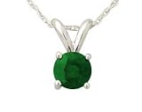 All-Natural Genuine 5 mm, Round Emerald pendant set in 14k White Gold
