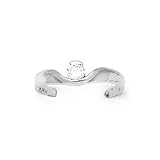 Solid 14K White Gold Cubic Zirconia Floating Solitaire Toe Ring