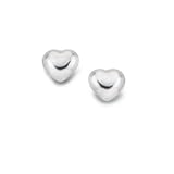 14k White Gold Puffed Heart Stud Earrings