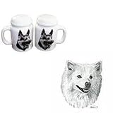 American Eskimo Large Salt and Pepper Shakers, Porcelain by Rosalinde (4')