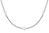 30 Carat Black Diamond & 11-12mm South Sea Pearl Necklace 14K White Gold