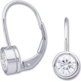 Review   / Stunning! 14k White-gold Pair 05.00MM= (1 CT TW) Solitaire Lever Back Earrings