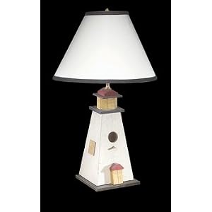White Wood Lighthouse Table Lamp