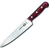 Forschner / Victorinox Chef's Knife, 7 1/2in Wavy Edge, Stiff, 1 1/2in at Rosewood Handle Model 40027