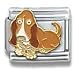 Clearly Charming Basset Hound Dog Breed Canine Collection Italian Charm 18k Gold by Casa D'Oro