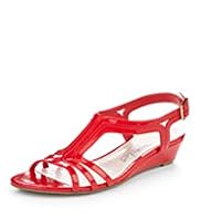 Open Toe Strappy Wedge Sandals