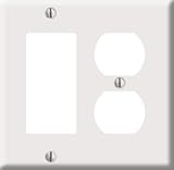 Combination Switch & Outlet Plates: Leviton 80455-W Dual-Gang Wall Plate (1 Decora/1 Duplex), White