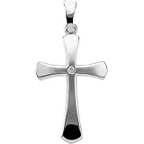 14K White Gold Diamond Cross