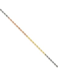 14k Gold Tri-Color 1.8mm D/C Rope Chain 9 Inches