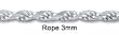 Sterling Silver Rope 22" 3mm Chain Necklace