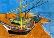 Art Poster Print - Fishing Boats on the Beach at Saintes-Maries - Artist: Vincent Van Gogh- Poster Size: 22 X 28