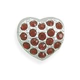 Red Crystal Heart Story Bead Slide-on Charm Sterling Silver