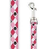 Casual Canine Pooch Patterns Pink Argyle Nylon Dog Lead- 6' length x 1 width