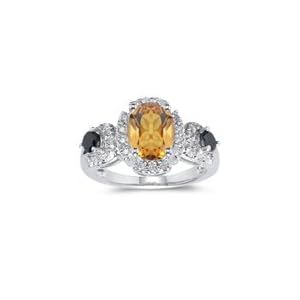 Buy 0.47 Ct Black and White Diamond, 1.52 Cts Citrine Ring in 14K White Gold
