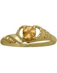 14 Karat Yellow Gold Genuine Citrine Gemstone Baby Ring