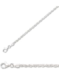 10" 14K White Gold 2.25mm (0.09") Polished Solid Diamond Cut Royal Rope Chain w/ Pear Shape Clasp