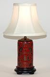 Small Red & Black Asian Accent Table Lamp