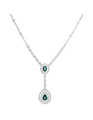 Emerald and Diamond necklace in 14kt white gold