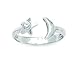 14k White Gold CZ Top Adjustable Moon and Star title=