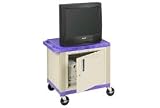 Plastic Utility Cart 2 Shelves Purple With Security Cabinet