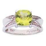 0.01 Cts Diamond and Cts Peridot Ring in 10K White Gold
