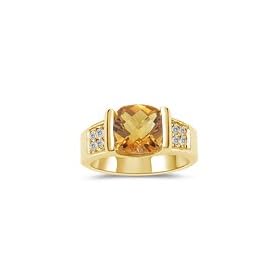 0.20 Cts Diamond and 1.59 Cts Citrine Ring in 14K Yellow Gold