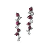 14K White Gold Ruby and Diamond Earrings