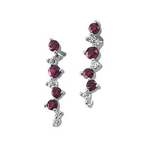 14K White Gold Ruby and Diamond Earrings