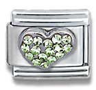 Clearly Charming August Peridot Sterling Silver CZ Heart Birthstone Heart Italian Charm Bracelet Link