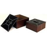 Faux Leather Boxes - Set of 2 (Brown/Black) (6 H x 12 W x 12 D)