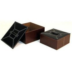 Faux Leather Boxes - Set of 2 (Brown/Black) (6