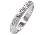 Platinum and Diamond Engraved Wedding Band or Stacking Ring, Ring Size 5 (T.w 0.08)