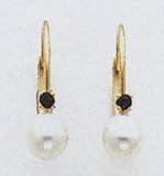 Pearl Leaverback Earrings with a Saphire Gemstone - XLB50SPL